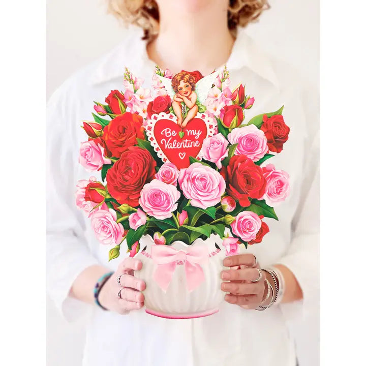 cupid's valentine floral pop-up card