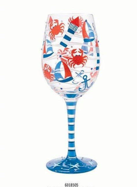 lolita ahoy there matey blue and red wine glass