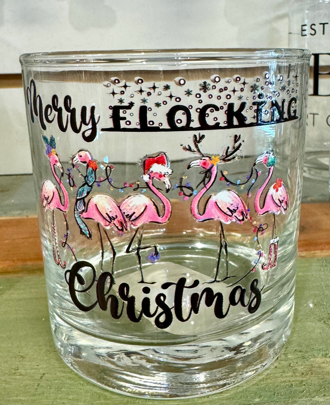 Merry Flocking Christmas Whiskey Glass