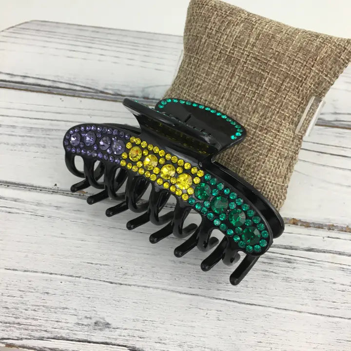 Mardi Gras Rhinestone Hair Claw