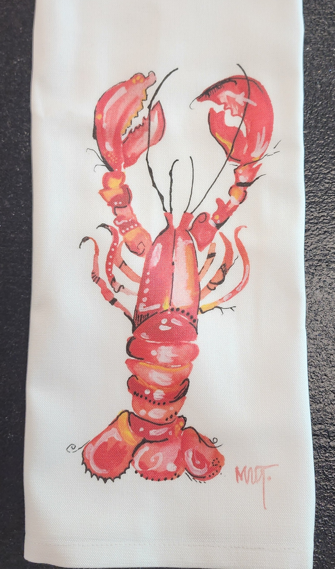 Paper Shells Watercolor Lobster Tea Towel
