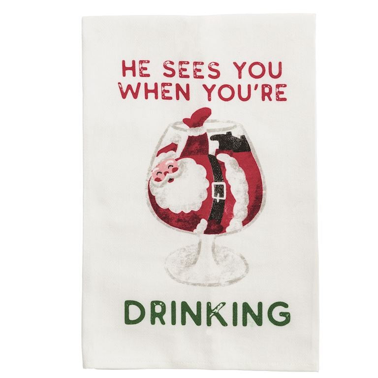He Sees You When You’re Drinking Bar Towel