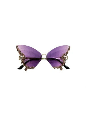 Mardi Gras Butterfly Rhinestone Glasses
