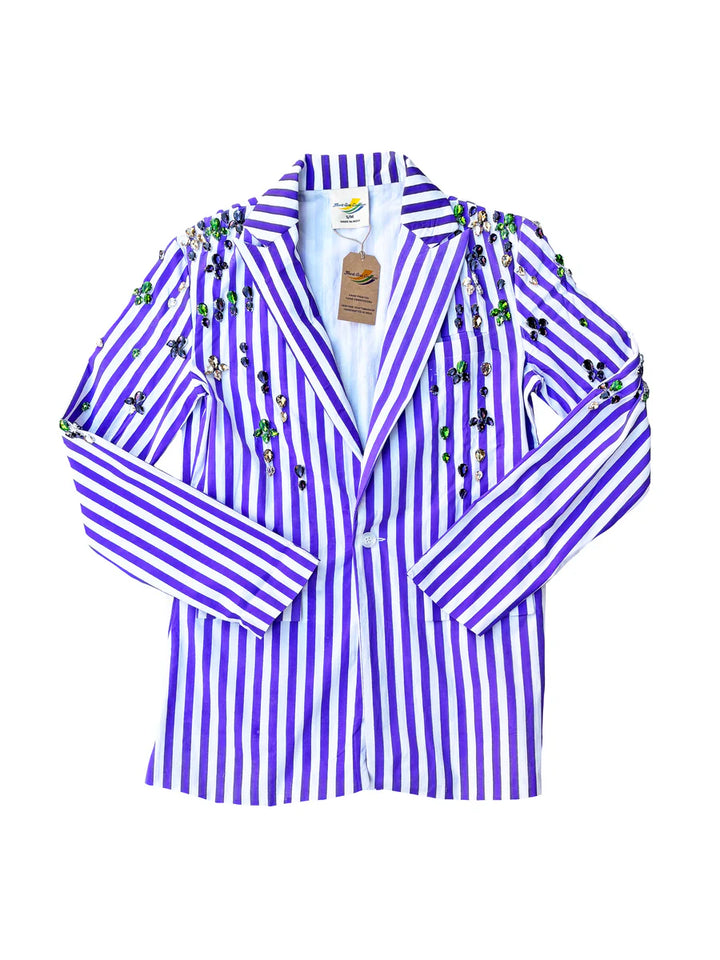 Mardi Gras Purple Stripe Blazer With Jewels