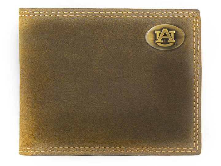 Auburn Brown Leather Bi-Fold Wallet