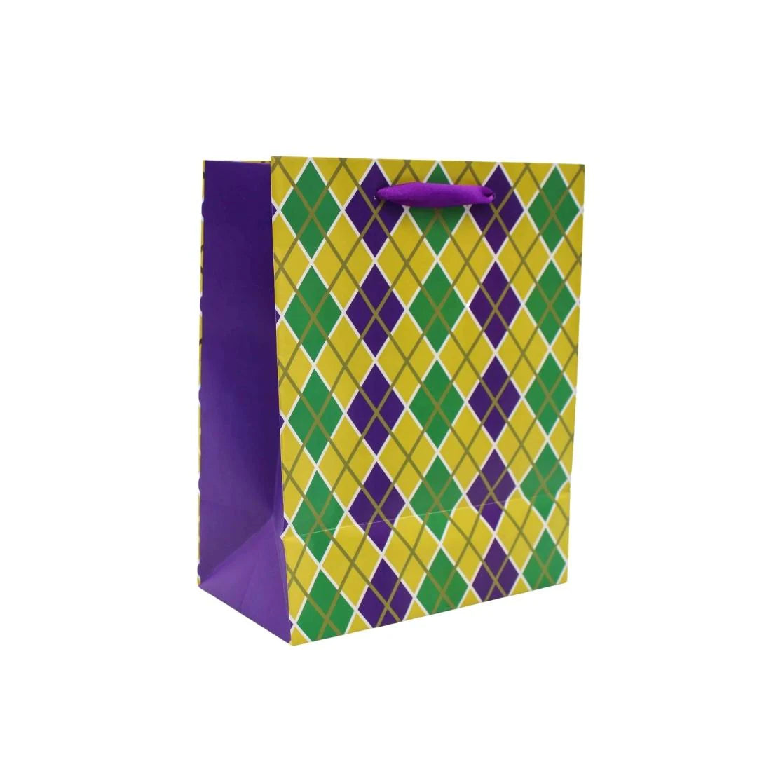 Mardi Gras Harlequin Gift Bag w/ Gold Foil (7x9)