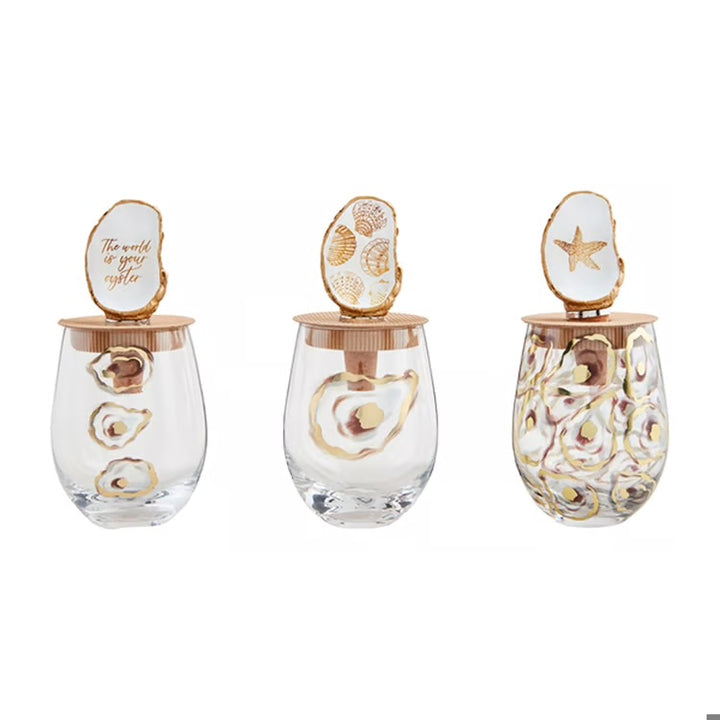 Oyster Wine Glass Set  With Stopper