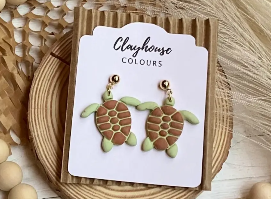 Beach Clay Small Turtle Earrings