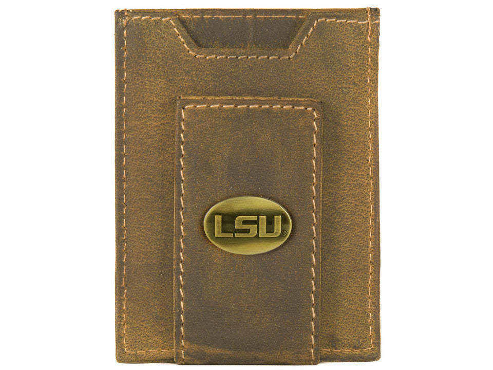 LSU Brown Leather Pocket Wallet