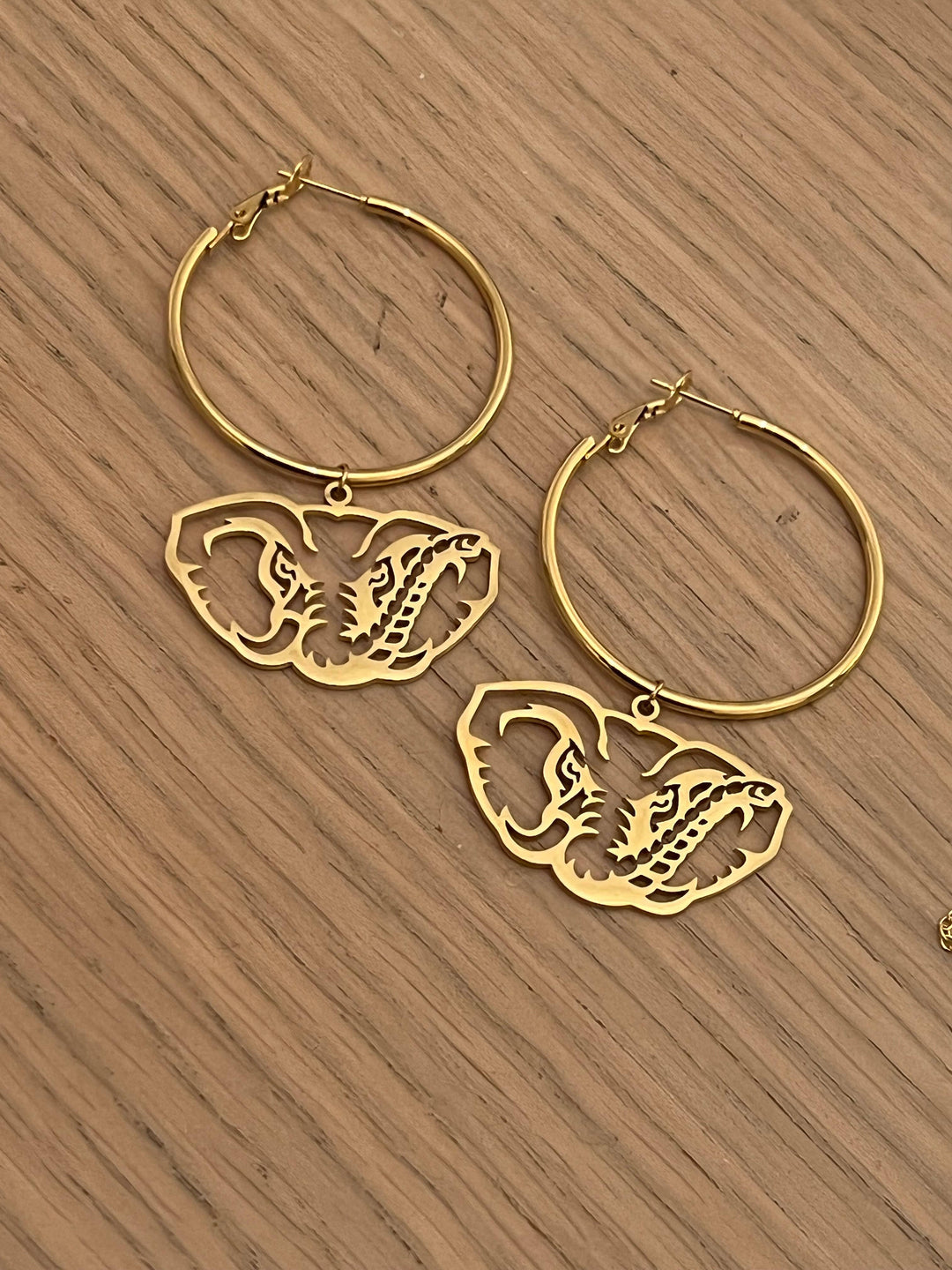 Alabama Hoop Earrings, Gold Hoop Bama Elephant Lightweight