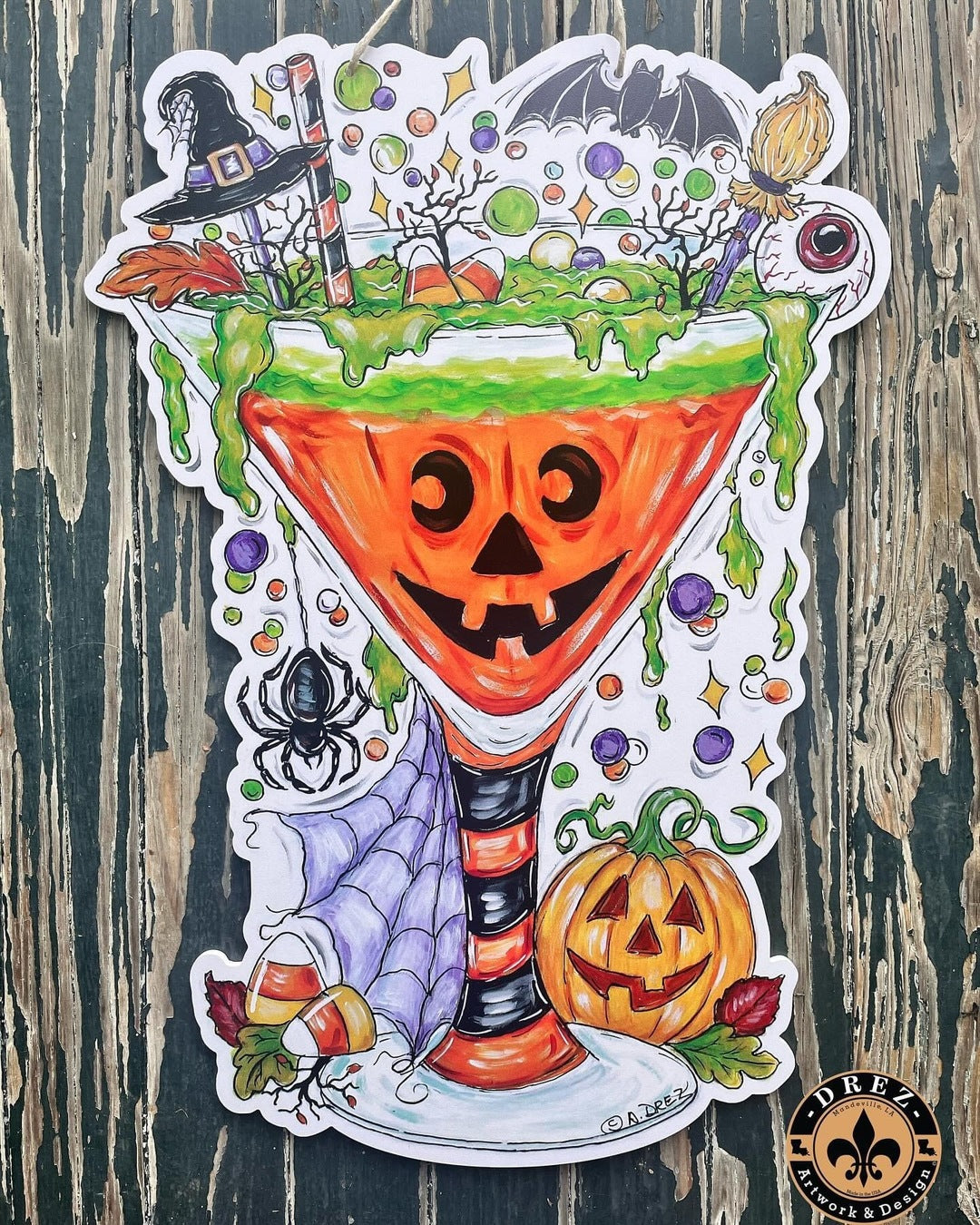 Witch Cocktail Glass Door Hanger (pickup only)