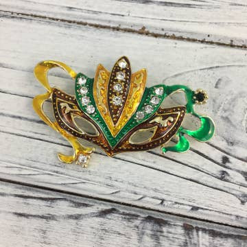 Mardi Gras Mask Brooch with Stones