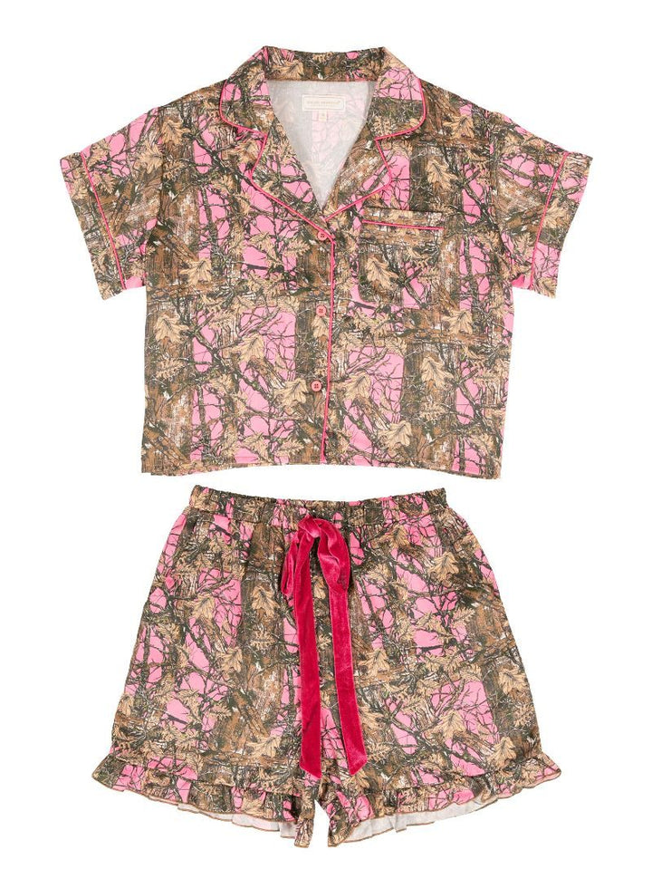 Pink Camo Satin Pajama Set