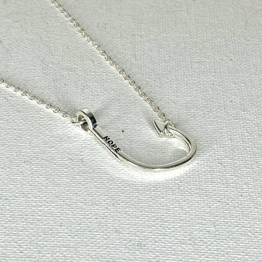 Silver Plated Floating Fishhook Necklace