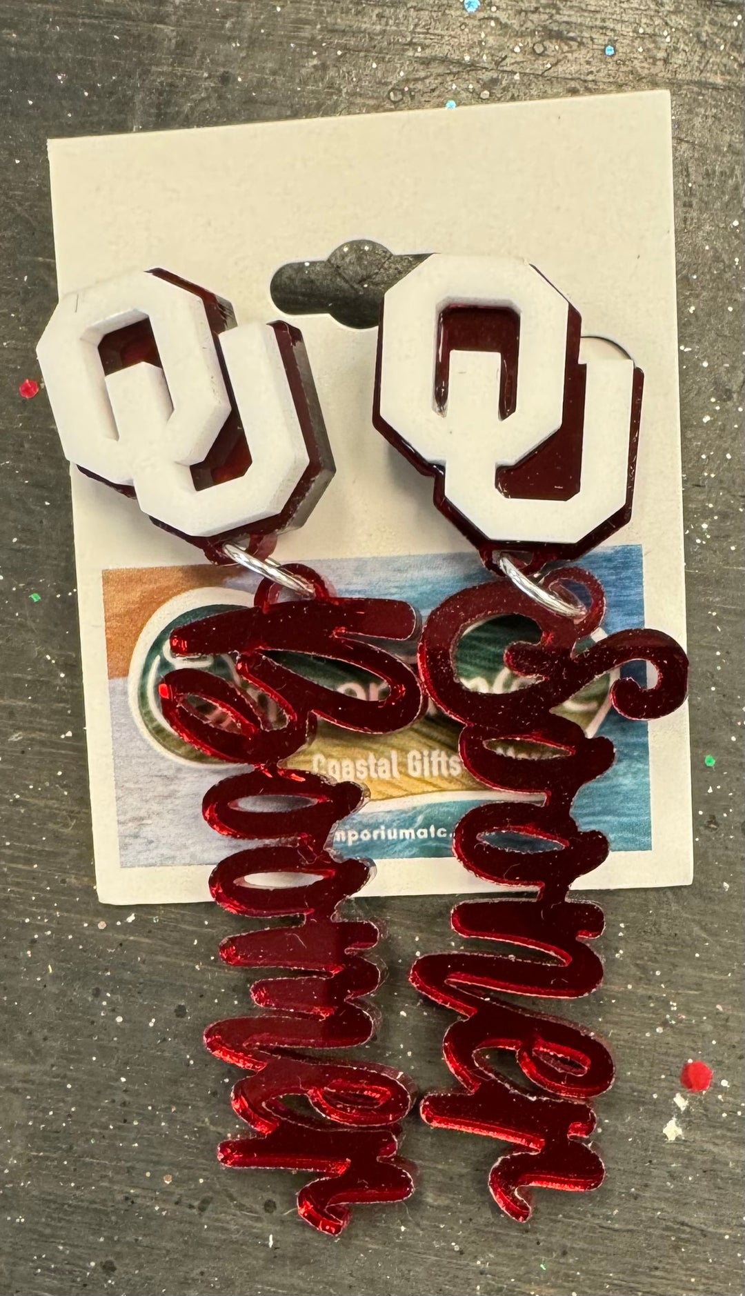 Boomer Sooner Script Earrings