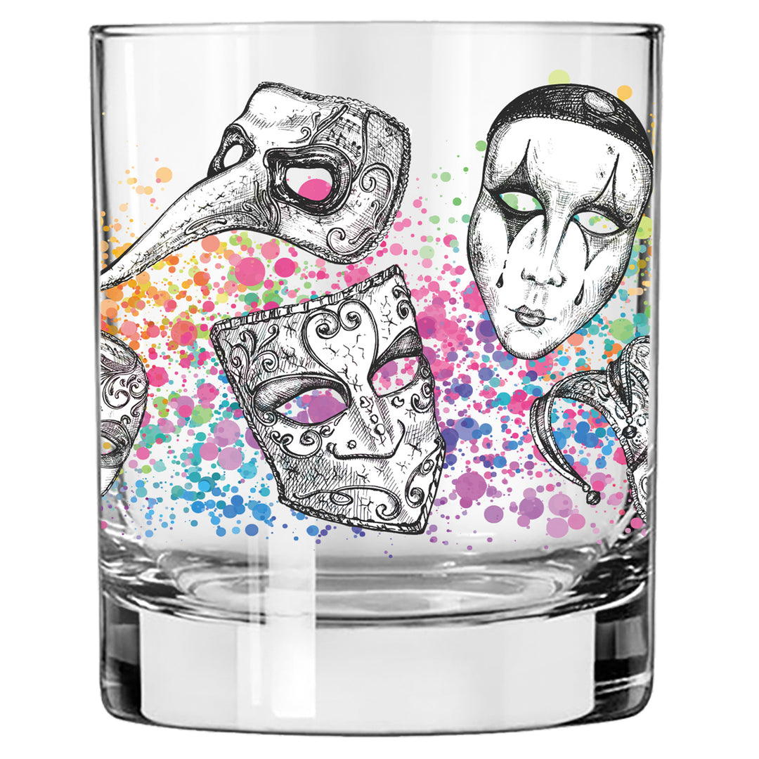 Mardi Gras Mask Wrap Whiskey Glass