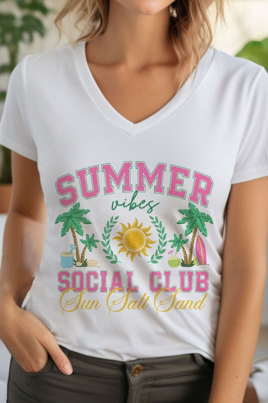 Summer Vibes Social Club V-Neck Shirt