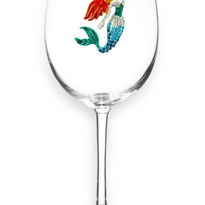 MERMAID STEMMED RED HAIR JEWELED GLASS