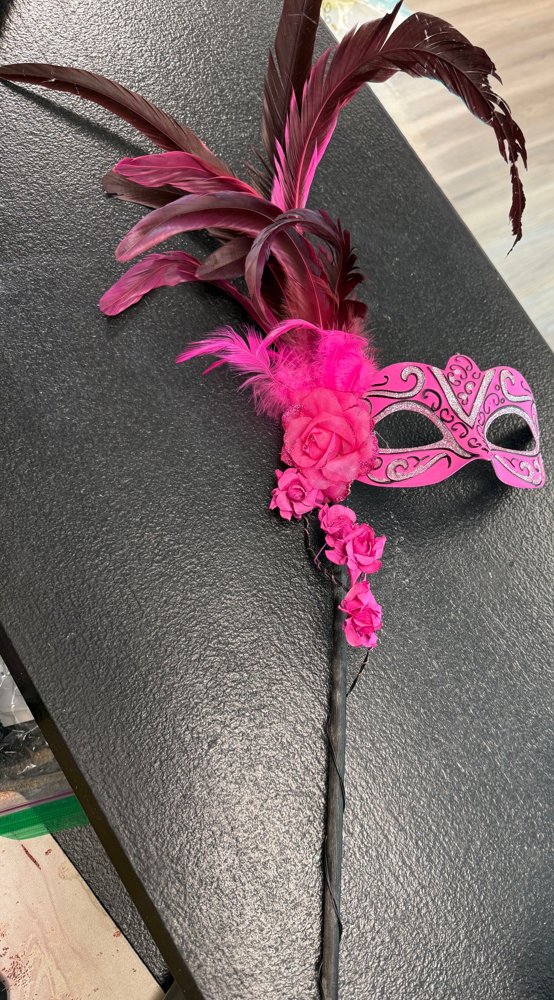 Mardi Gras Eyelet Masks With Flower Wrap/ Stick