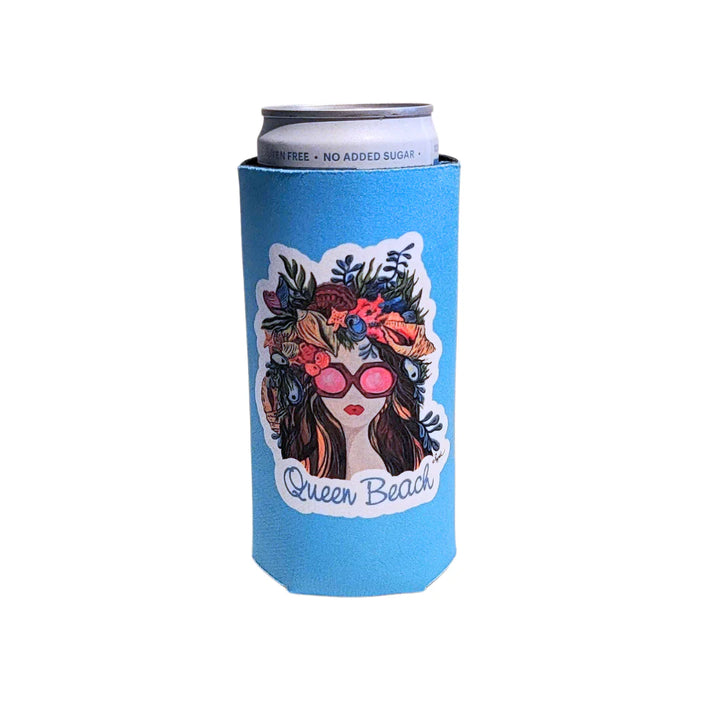 Queen Beach Slim Can Koozie