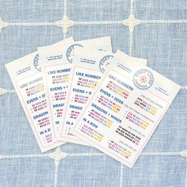 First Lines Simplified Mahjong Line Cards for beginners