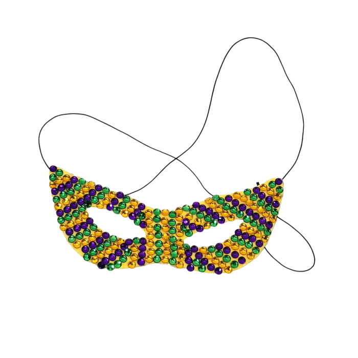 Flexible Beaded Mask, Gold, Green, and Purple
