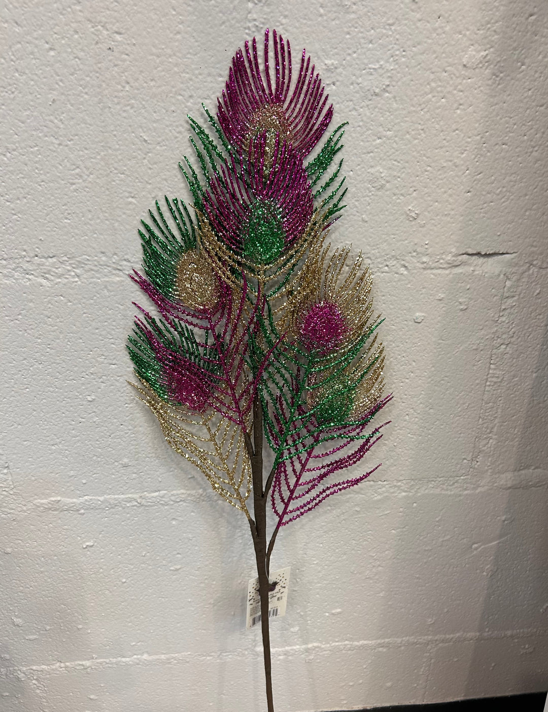30" Purple Green Gold Peacock Stem