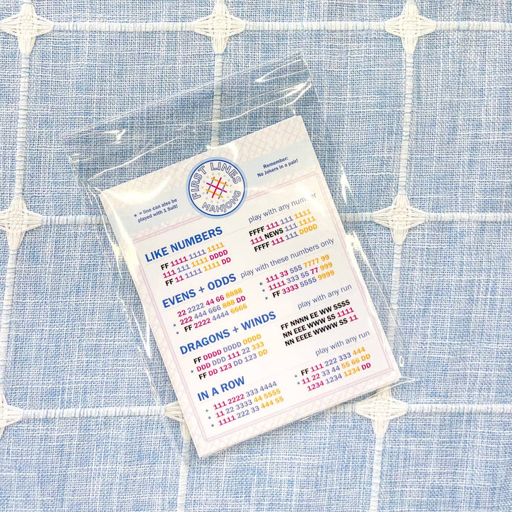 First Lines Simplified Mahjong Line Cards for beginners