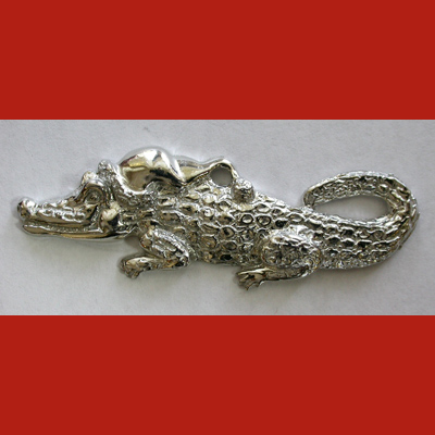 Christmas Alligator Pewter Pendant copyright by Maurice Milleur