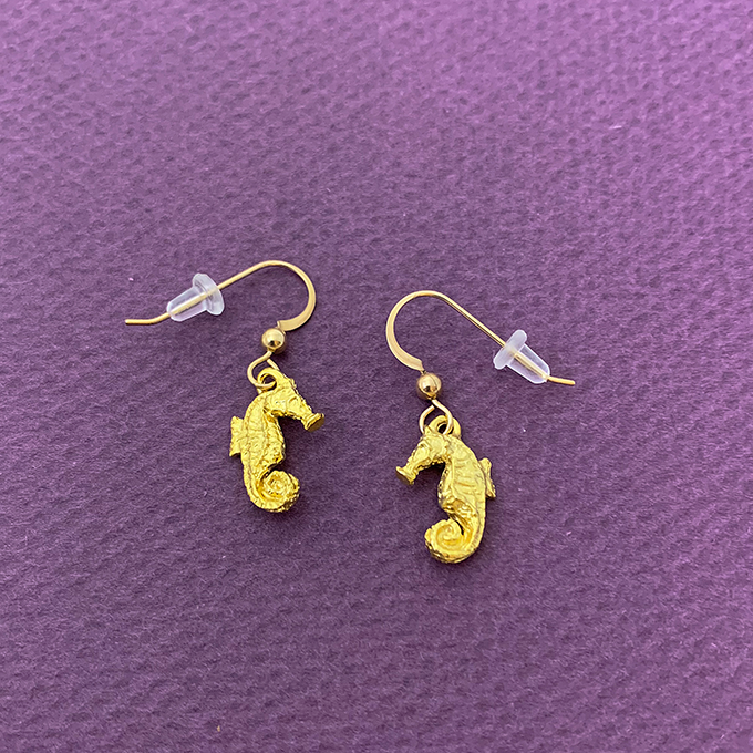 Seahorse Small Gold Earrings copyright by Maurice Milleur