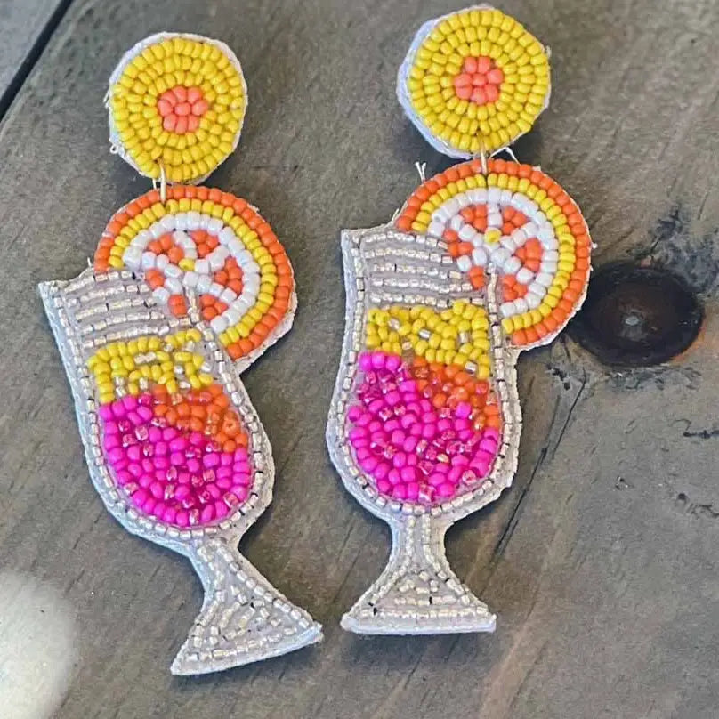 Sunrise Mimosa Cocktail Beaded Earrings