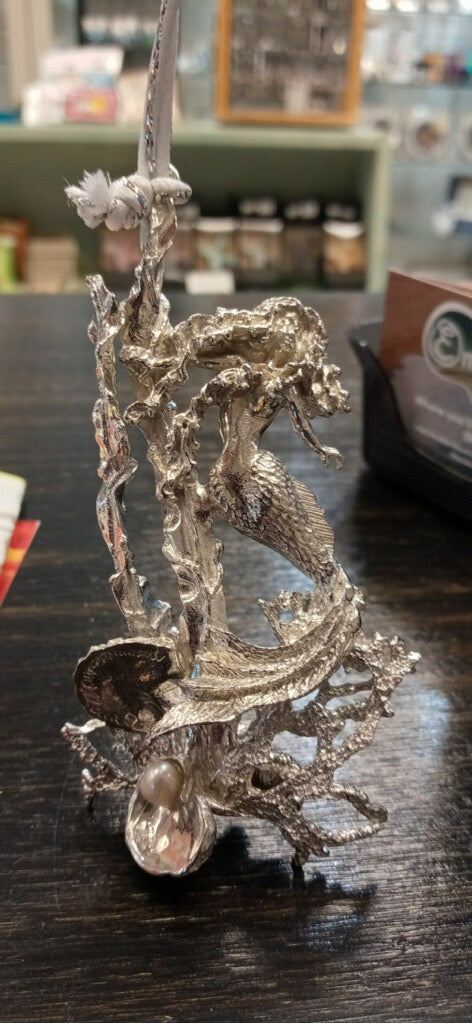 Mermaid with Pearl Pewter Ornament