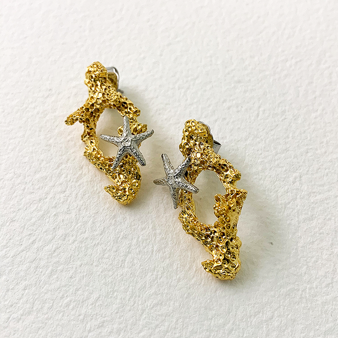 Coral Two-Toned Post Earrings copyright by Maurice Milleur