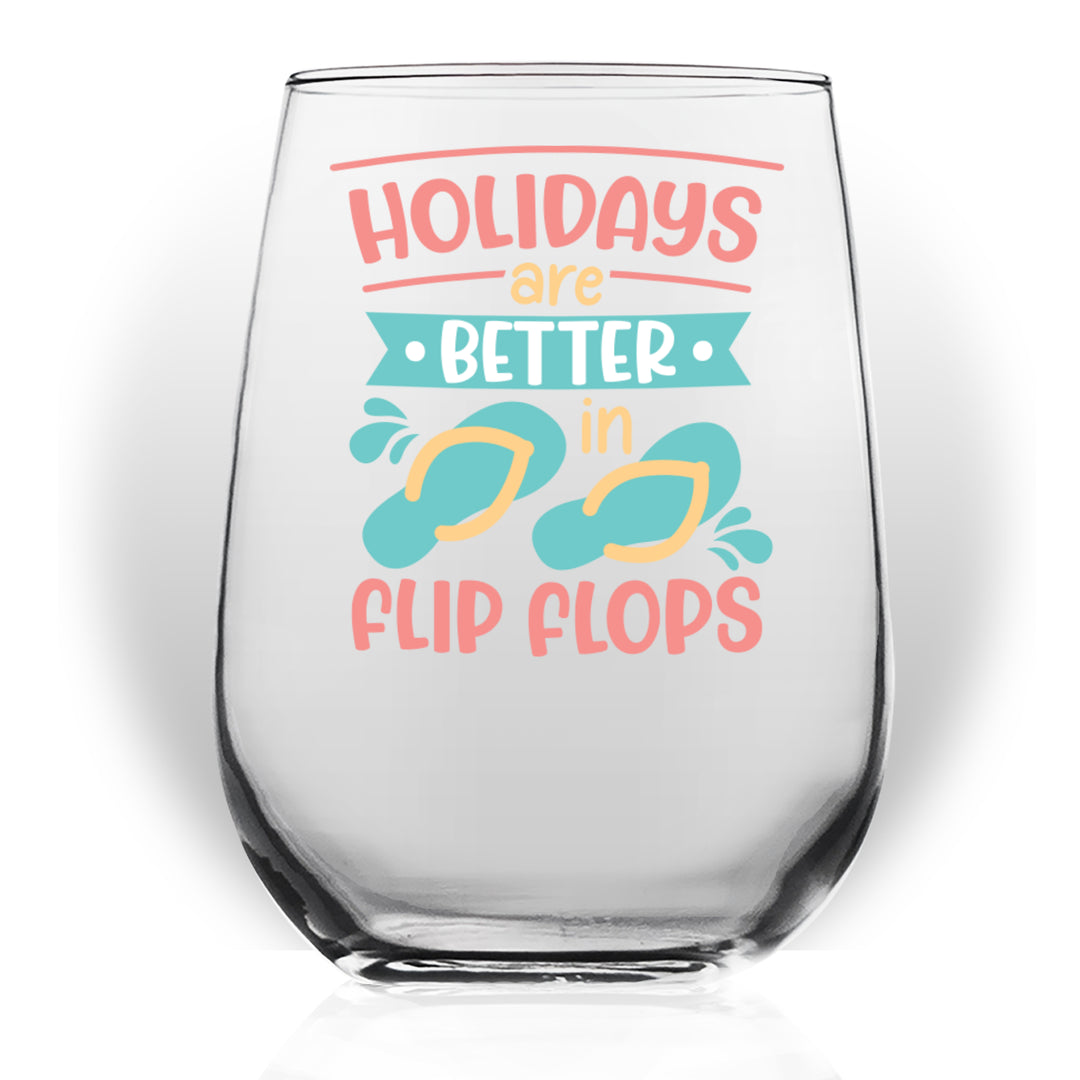 Holidays in Flip Flop Wine Glass