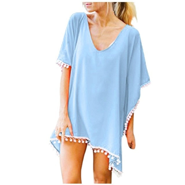 Chiffon Tassel Coverup - Multiple Colors