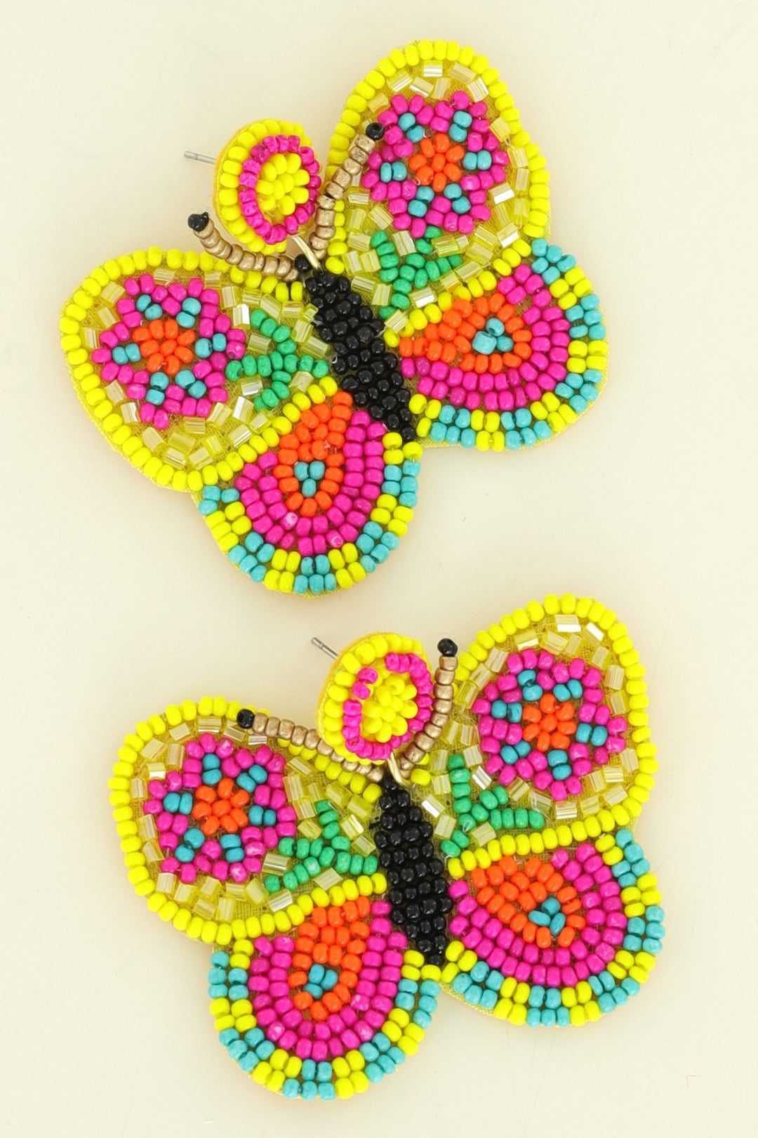 Bright Butterfly Beaded Earrings