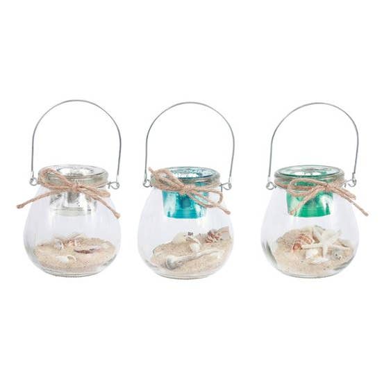 Shell &amp; Sand Filled Candle Holder