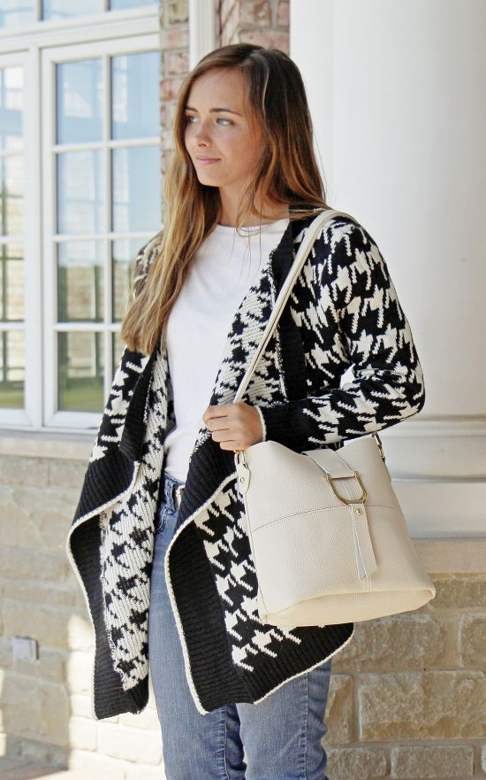 Houndstooth Wrap Sweater