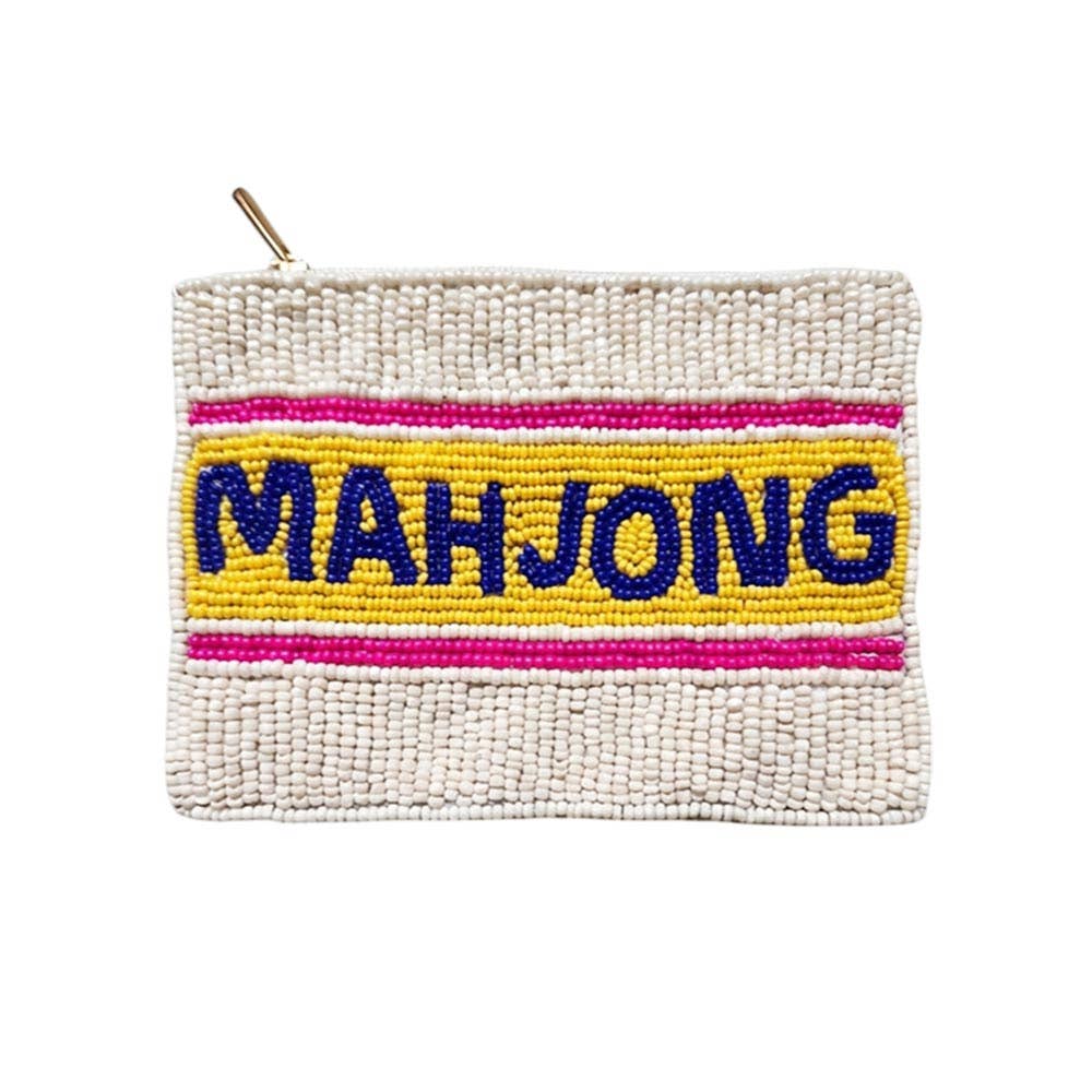 MAHJONG Message Seed Beaded Mini Pouch Bag
