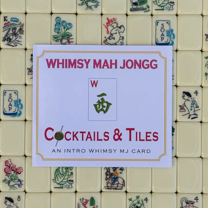 Cocktails &amp; Tiles Whimsy Mah Johngg Set of 4 Cards