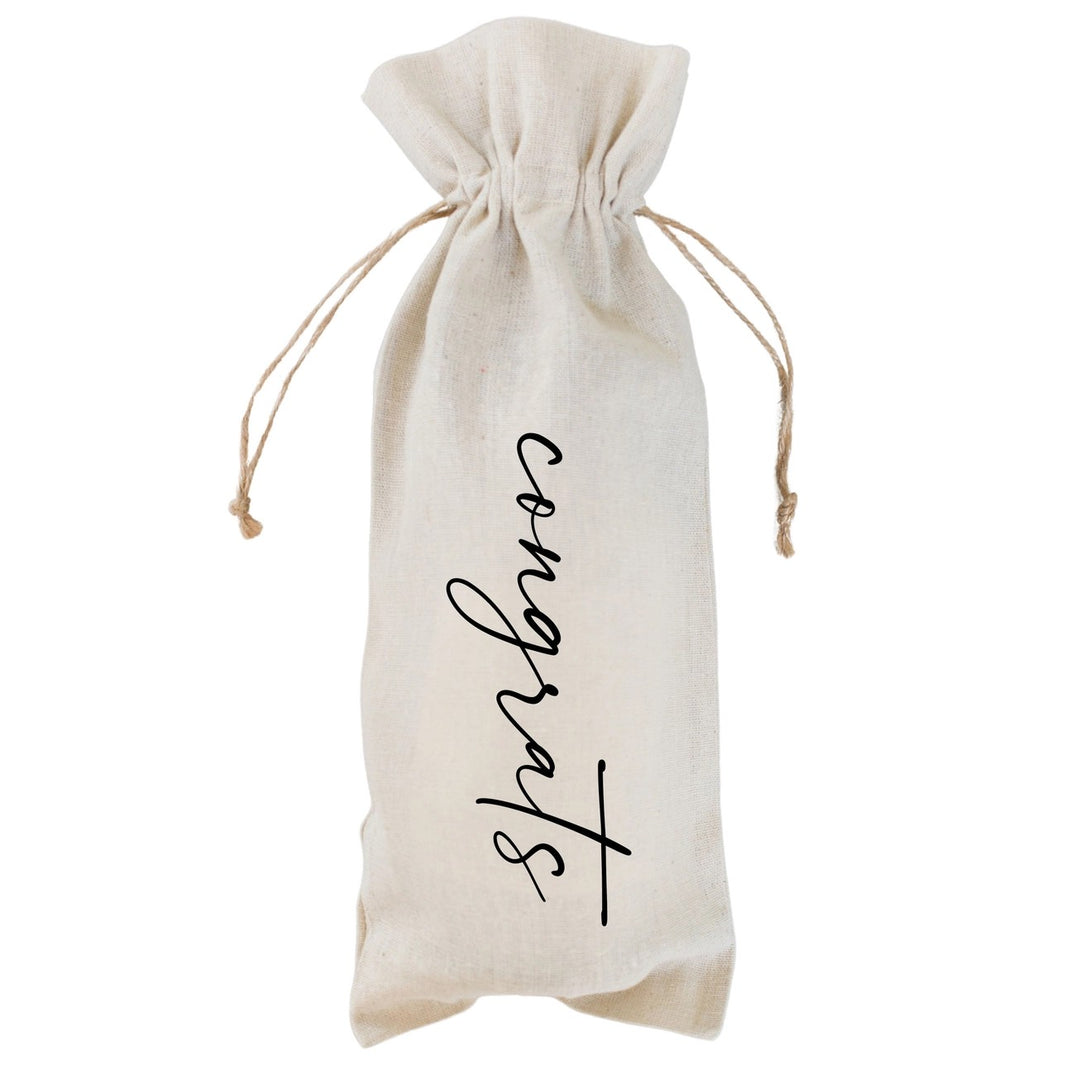 Congrats Linen Wine Bag