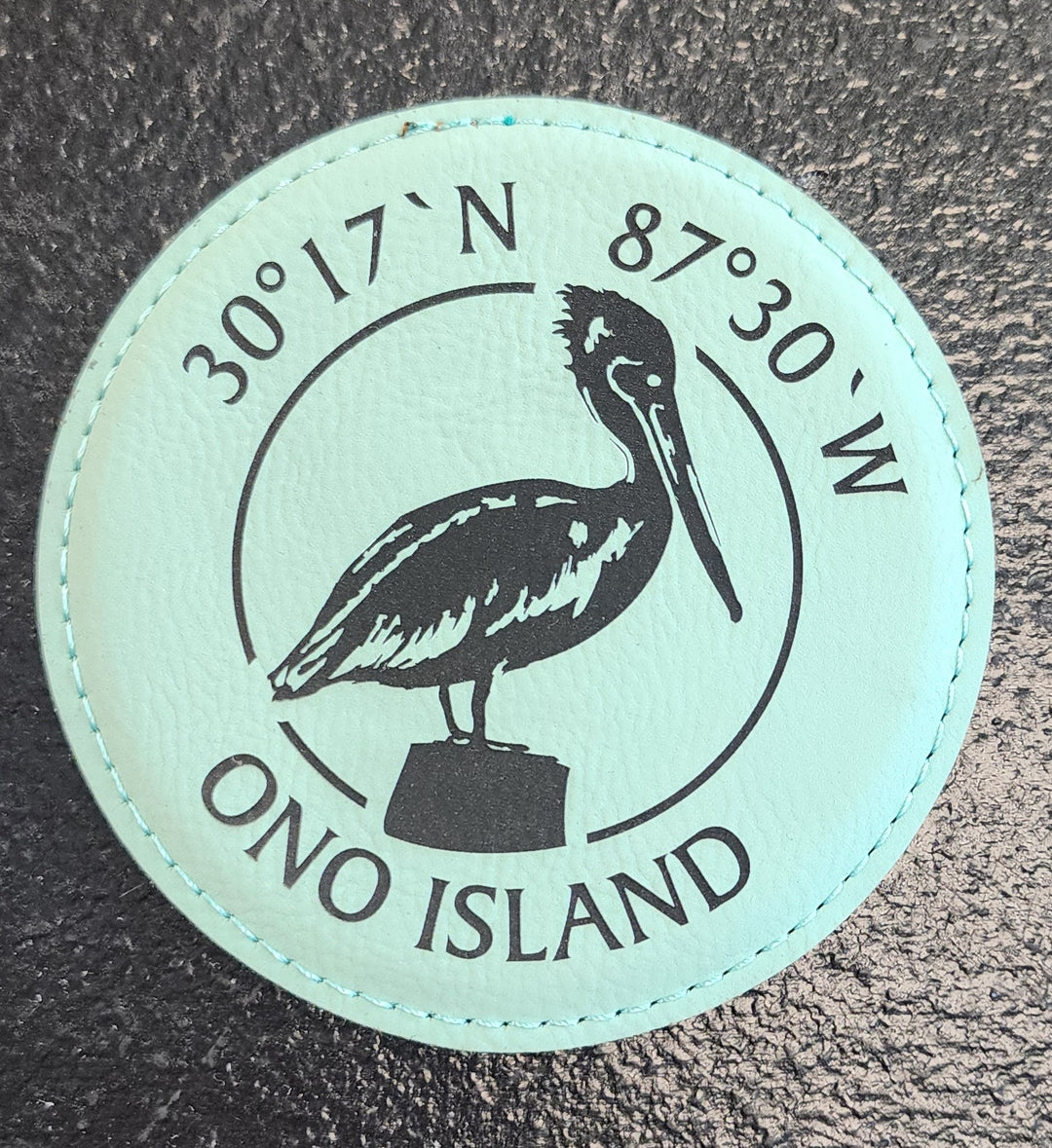 Aqua Leather Round Coaster