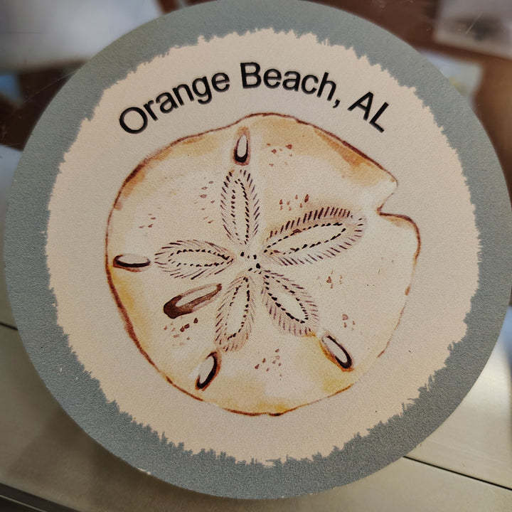 Seafoam Sand Dollar 4ʼʼ Round Wood Coaster