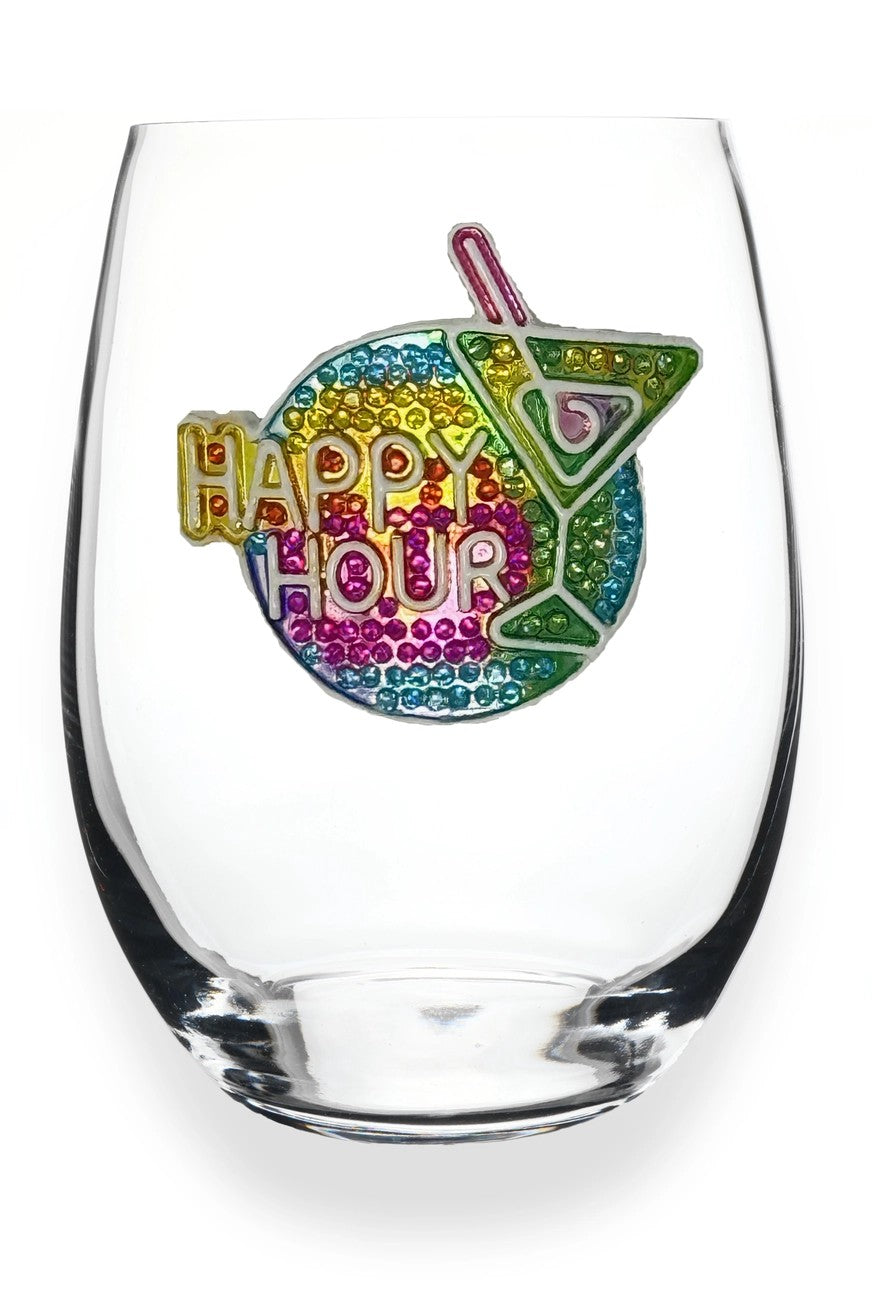 Happy Hour Stemless Wine Glass