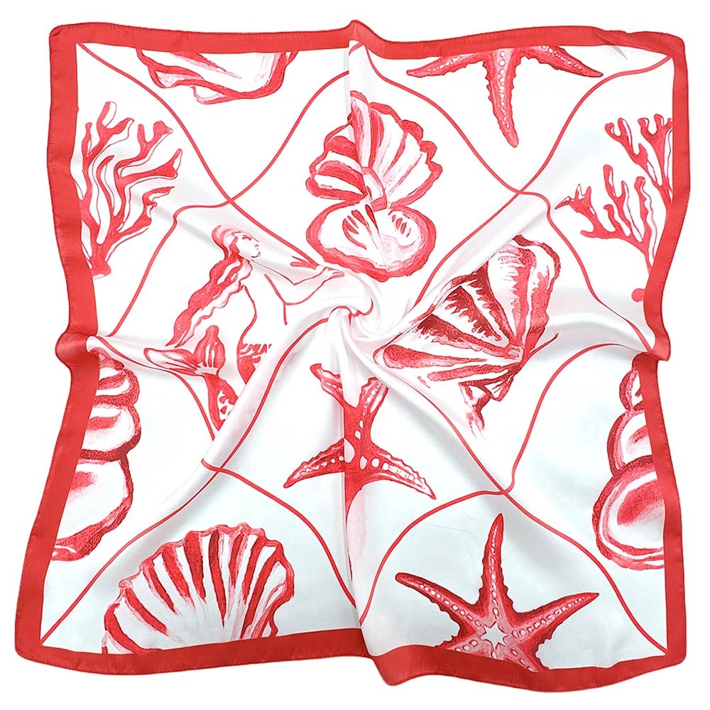 Mermaid Seashell Starfish Pattern Silky Bandana