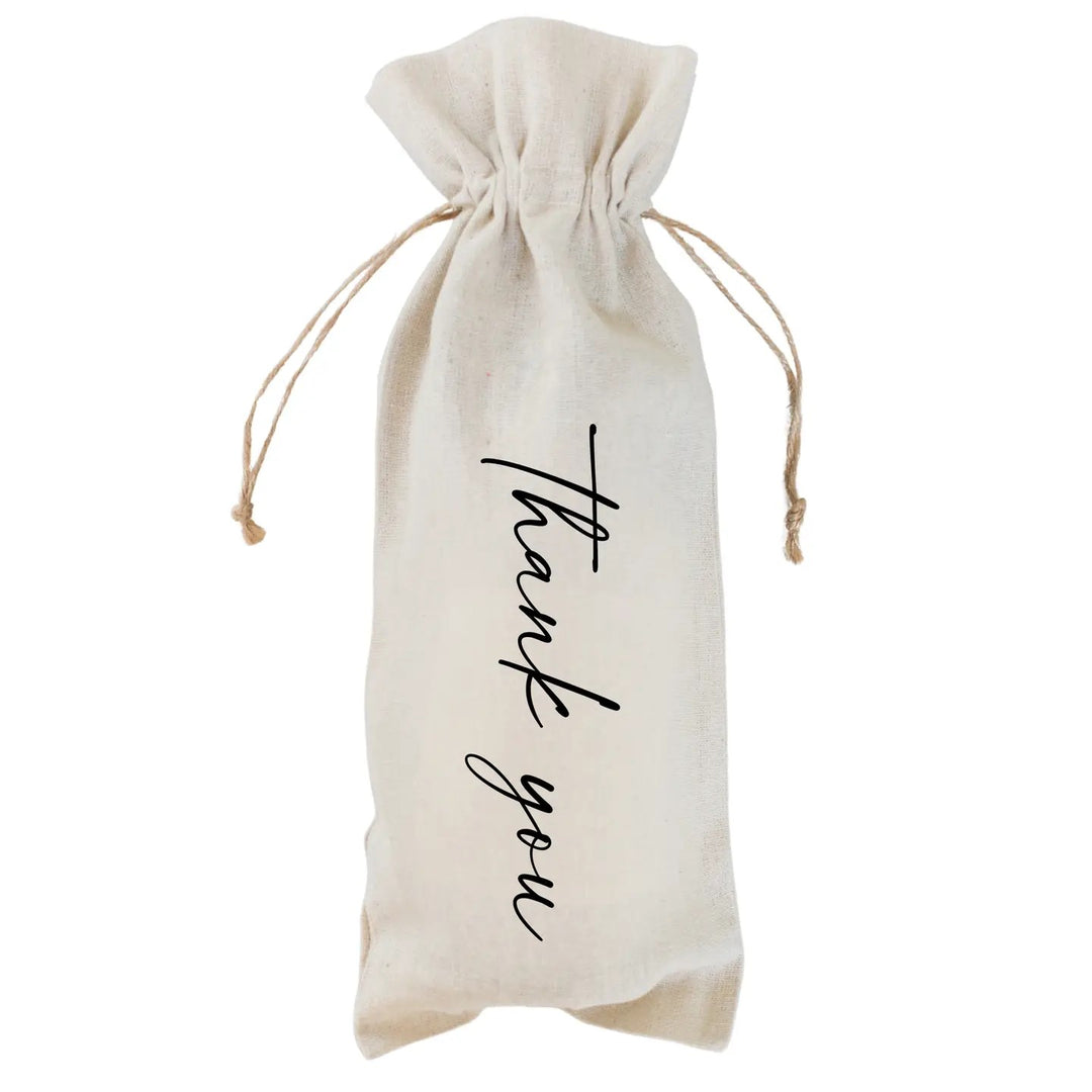 Thank You Linen Wine Bag