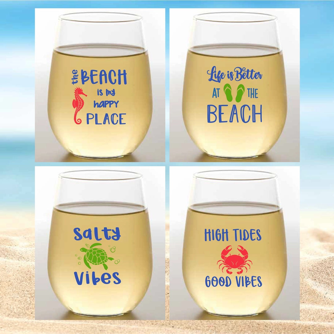 beach life wine-oh shatterproof wine glass
