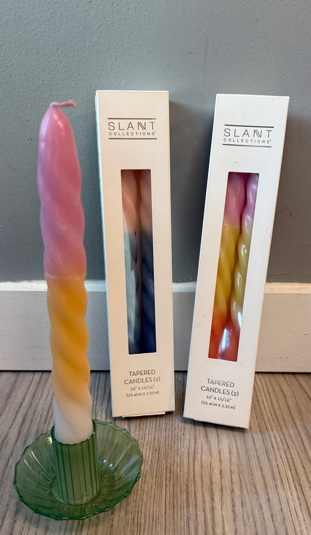 Taper Pink And Light Blue Candle