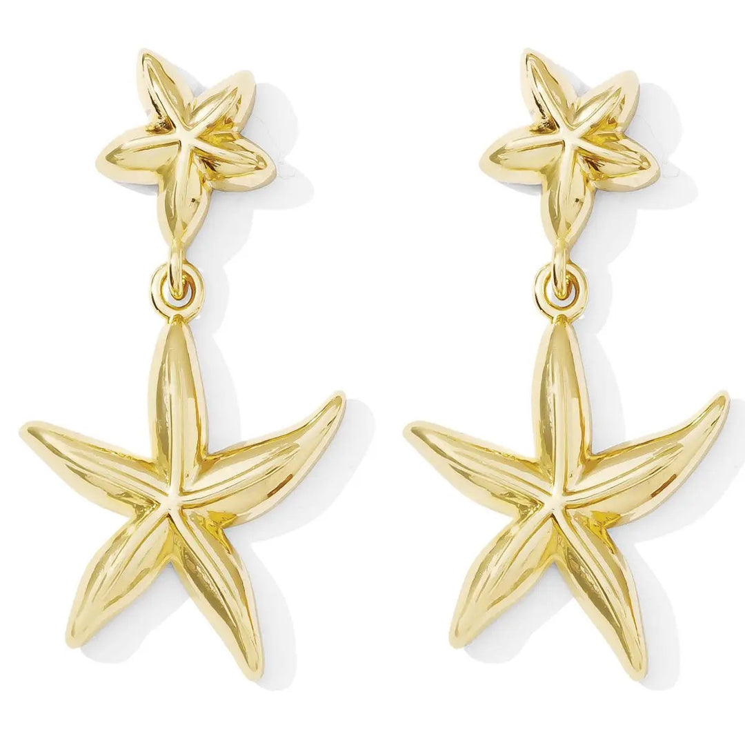 Starfish Statement Earrings-Gold