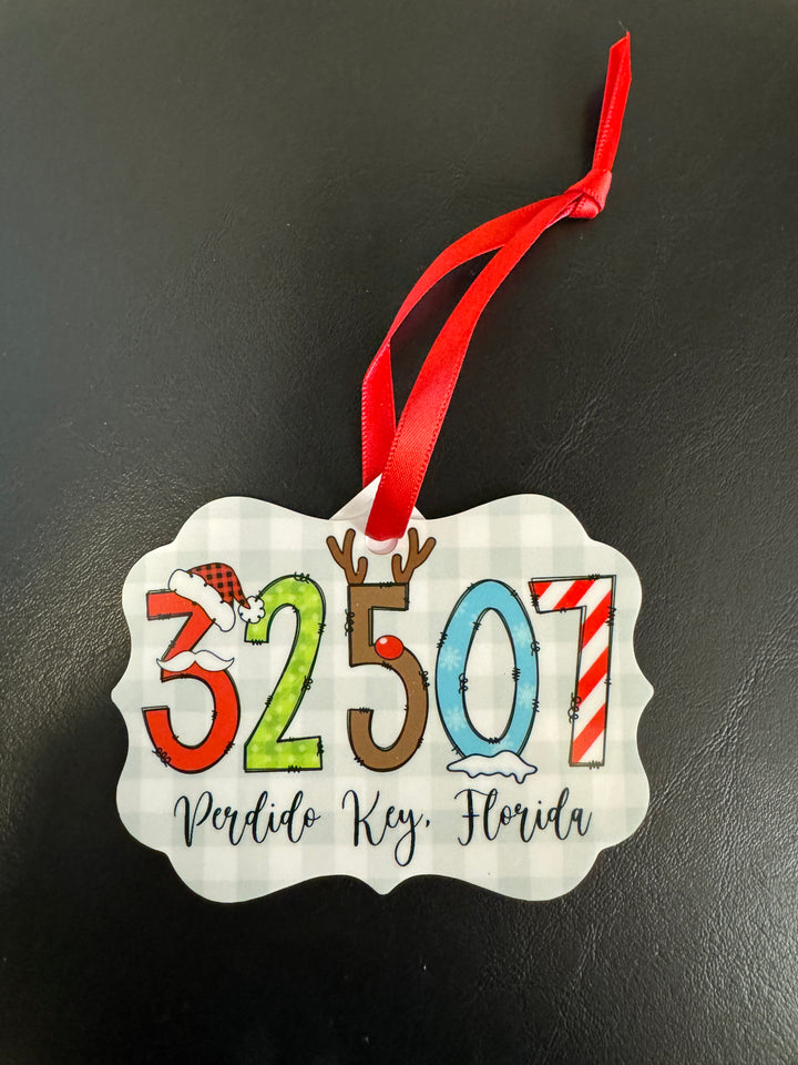 Zip Code Christmas Font Ornament